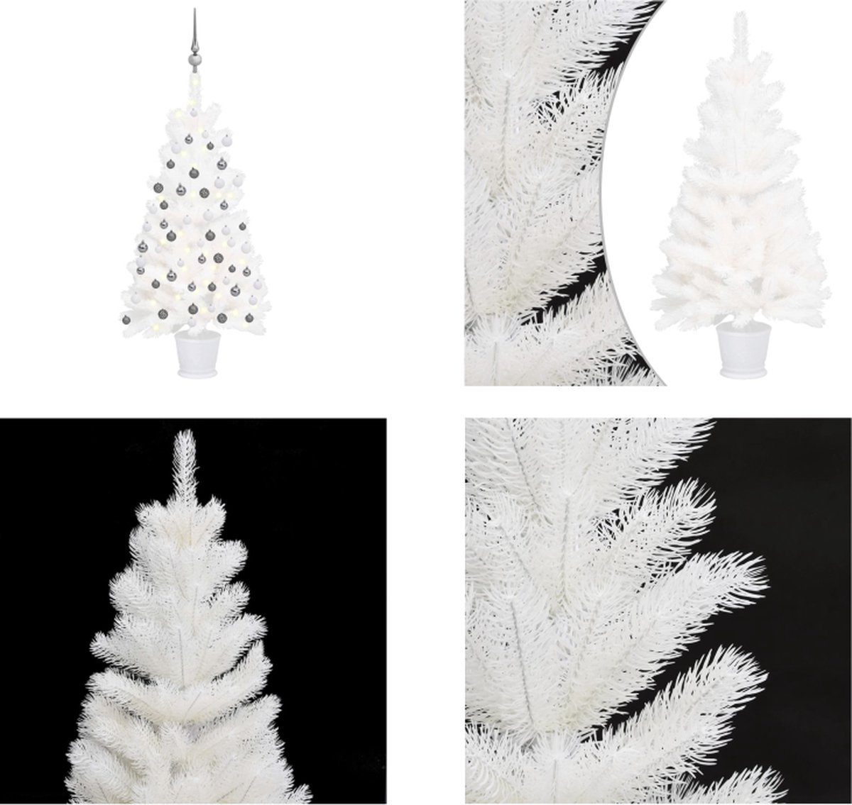 vidaXL Kunstkerstboom met LED's en kerstballen 90 cm wit - Kunstkerstboom - Kunstkerstbomen - Kerstboom - Kerstdecoratie