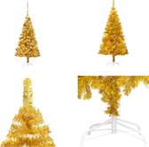 vidaXL Kunstkerstboom met LED's en kerstballen 120 cm PET goudkleurig - Kunstkerstboom - Kunstkerstbomen - Kerstboom - Kerstdecoratie