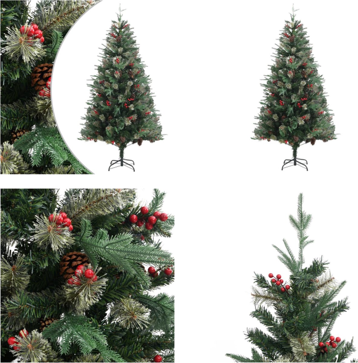 vidaXL Kerstboom met dennenappels 195 cm PVC en PE groen - Kerstboom - Kerstbomen - Kunstkerstboom - Kunstkerstbomen
