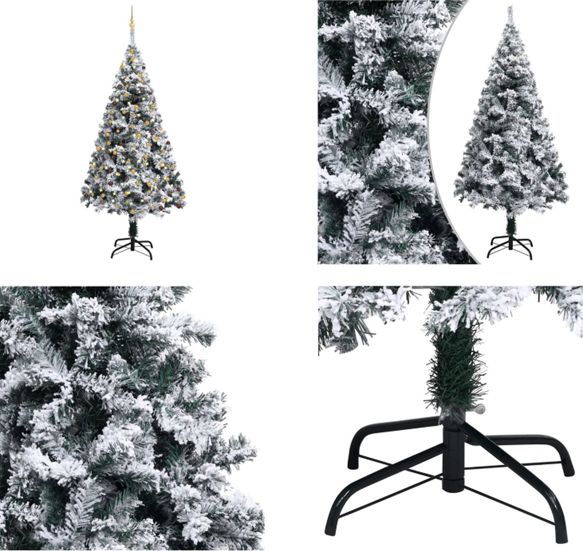 vidaXL Kunstkerstboom met LED's en kerstballen 210 cm PVC groen - Kunstkerstboom - Kunstkerstbomen - Kerstboom - Kerstdecoratie
