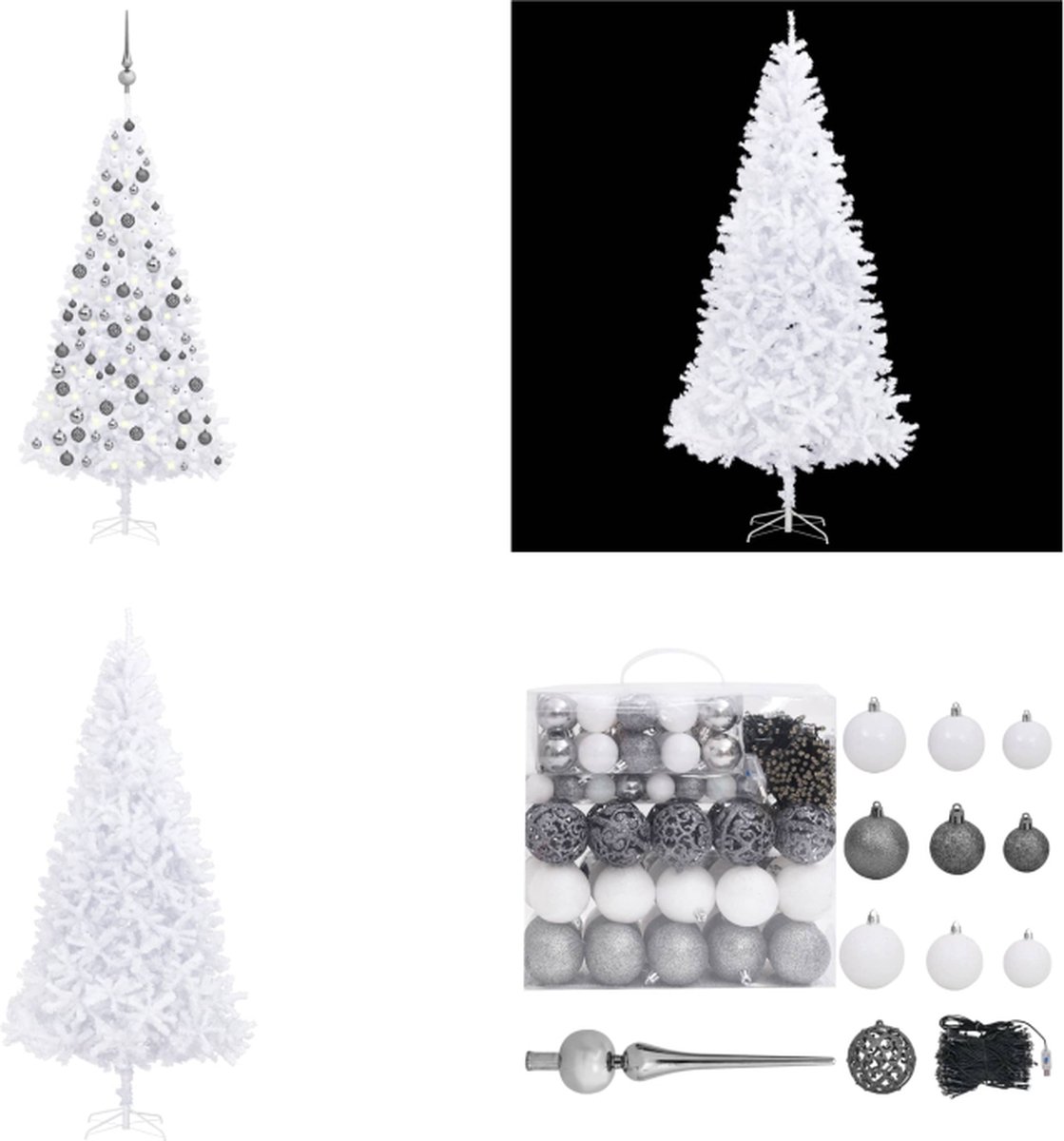 vidaXL Kunstkerstboom met LED's en kerstballen 300 cm wit - Kunstkerstboom - Kunstkerstbomen - Kerstboom - Kerstdecoratie