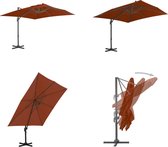 vidaXL Zweefparasol met aluminium paal 300x300 cm terracottakleurig - Zweefparasol - Zweefparasols - Parasol - Parasols