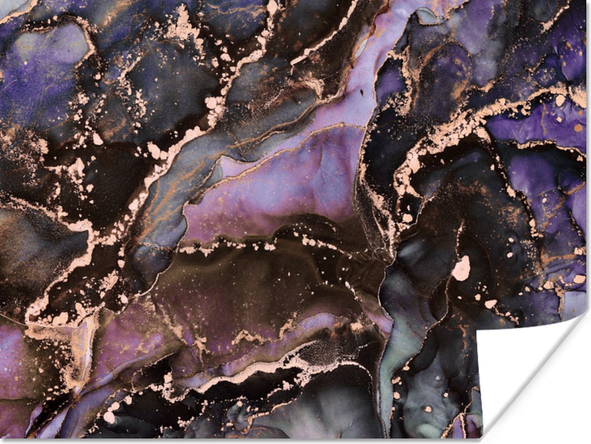 Poster Marmer - Goud - Roze - 120x90 cm