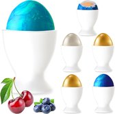 Witte eierdopjes van glas set 6-delig eierstandaard eierhouder ontbijt Brunch Egg-Cup 35 ml likeurglazen