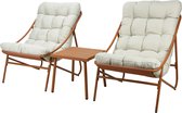 Relaxwonen - Salon de jardin - Modèle Rex - 2 chaises avec coussins - avec table - Jaune ocre