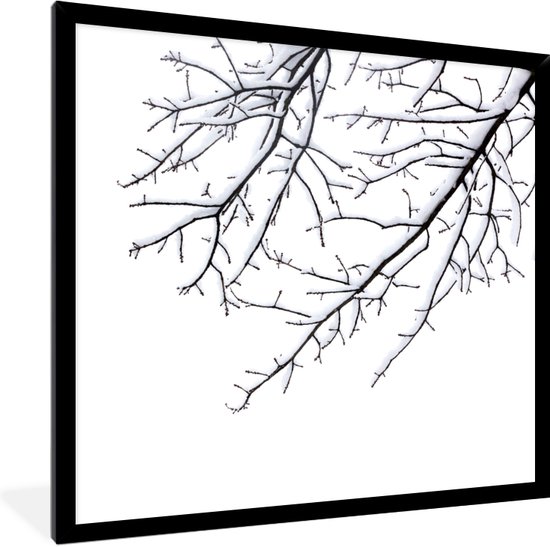 Fotolijst incl. Poster - Takken met sneeuw - 40x40 cm - Posterlijst