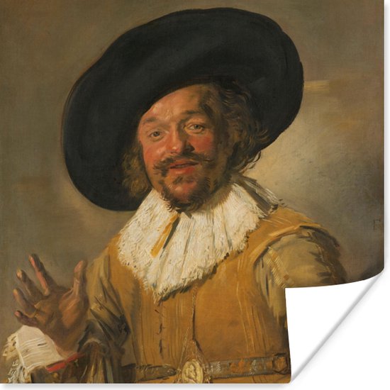 Poster De vrolijke drinker - Schilderij van Frans Hals - 75x75 cm