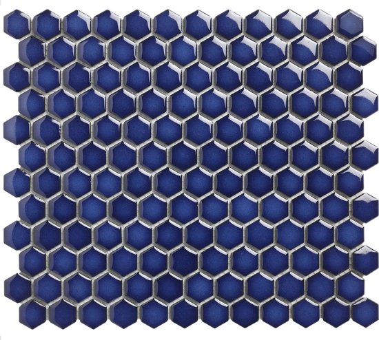 Foto: The mosaic factory barcelona hexagon wandtegels moza ektegel 26x30x0 3cm cobalt blauw hoogglans glans 0 78m 10 stuks