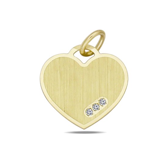 Juwelier Zwartevalk 9 karaat gouden hartje hanger met zirkonia - 14.271