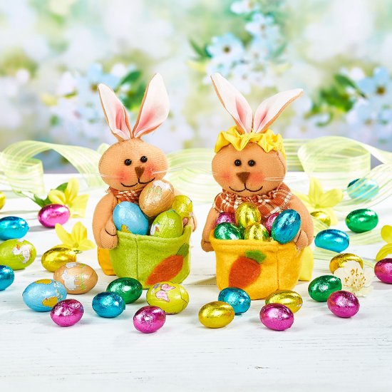 Kleine decoratie paashaasjes - groen - 5 cm - set 3x stuks - polyester Kleine decoratie paashaasjes - groen - 5 cm - set 3x stuks - polyester