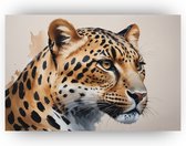 Luipaard - Wilde dieren schilderij op canvas - Schilderijen canvas luipaard - Wanddecoratie klassiek - Schilderijen op canvas - Muur kunst - 150 x 100 cm 18mm