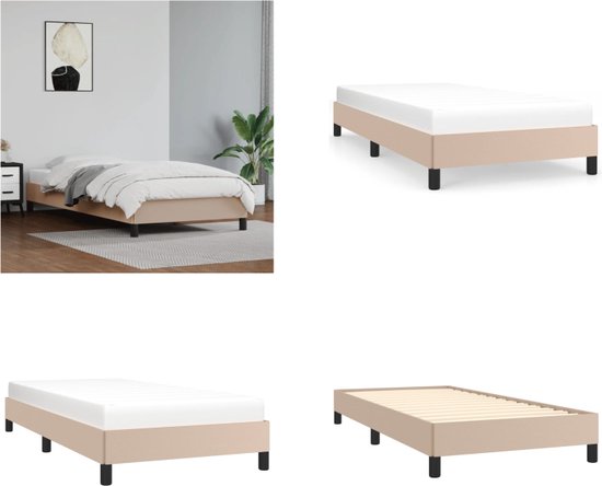 vidaXL Bedframe kunstleer cappuccinokleurig 100x200 cm - Bedframe - Bedframes - Bed - Slaapmeubel