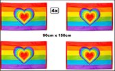 4x Vlag regenboog love 90cm x 150cm - Pride thema feest festival evenement