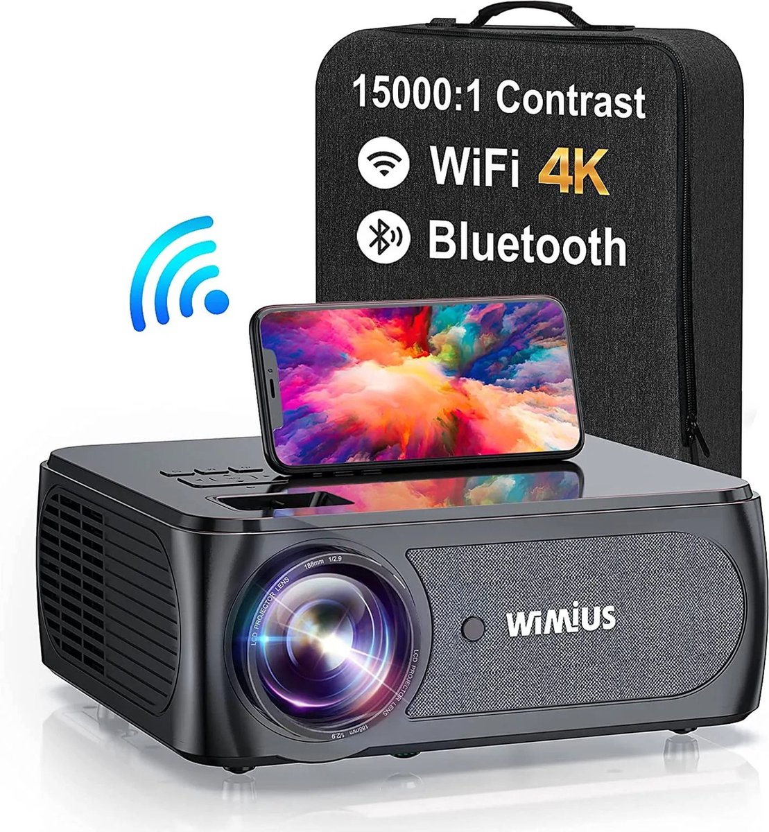 K8 5G Wifi Bluetooth Projector-Mini Beamer-Full Hd Inheemse 1080P -4K Kwaliteit- Scherm - Projector -500 Ansi 6D -Draagbaar en Heldere Beelden- Zwart