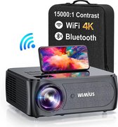 Projecteur Bluetooth WiFi K7 5G - Mini Beamer - Full HD natif 1080P - Qualité 4K - Écran - Projecteur - 500 ANSI 6D - Images portables et claires - Wit