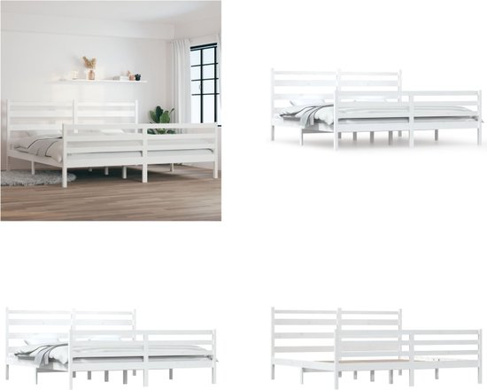 vidaXL Bedframe massief grenenhout wit 200x200 cm - Bedframe - Bedframes - Tweepersoonsbed - Bed