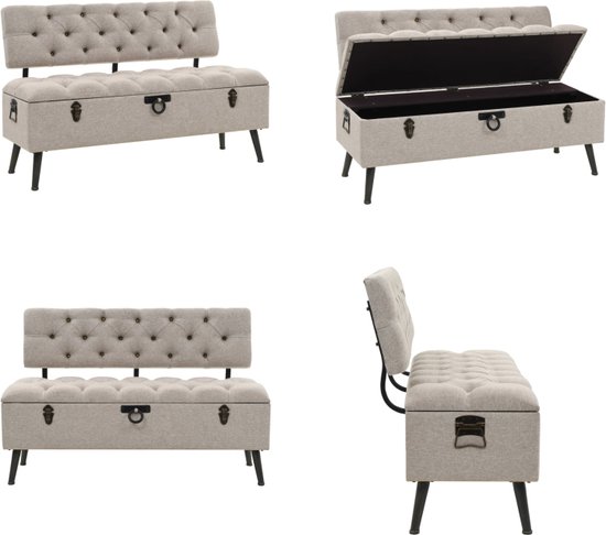 vidaXL Banc de rangement avec dossier 110 cm Tissu Crème - Banc de rangement - Bancs de rangement - Banc de rangement - Bancs de rangement