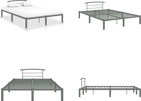 vidaXL Bedframe metaal grijs 120x200 cm - Bedframe - Bedframes - Tweepersoonsbed - Tweepersoonsbedden