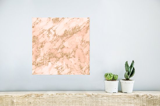 Affiche Marbre - Rose - Or - 30x30 cm