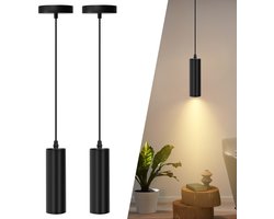 Aigostar 10MN6 - 2x Hanglamp Industrieel - GU10 Fitting - Pendellamp - voor Woonkamer, Eetkamer Slaapkamer - Zwart - excl. lichtbron