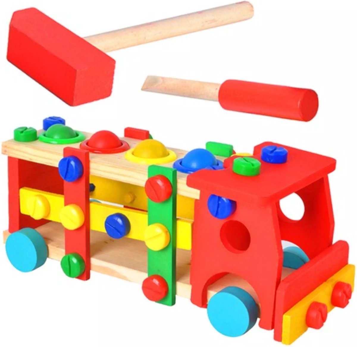 Ruhhy Houten Educatieve Vrachtwagen - Speels en Leerzaam Speelgoed voor Kinderen