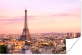 Zonsondergang over Parijs Poster 60x40 cm - Foto print op Poster (wanddecoratie woonkamer / slaapkamer) / Europa Poster