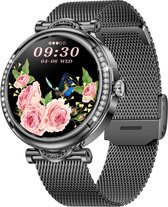 Valante PulseX Smartwatch - Smartwatch Dames - Zwart staal - 41 mm - Stappenteller - Hartslagmeter - Bloeddrukmeter - Bellen via Bluetooth