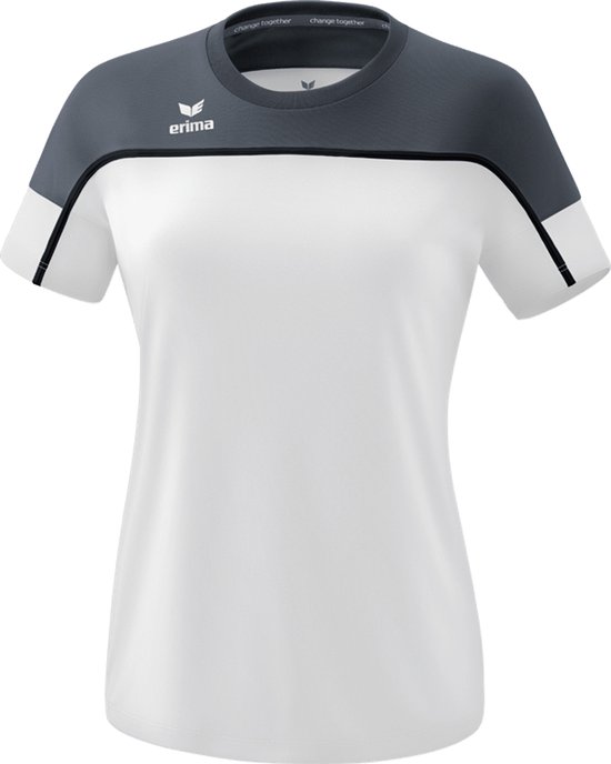 Erima Change T-Shirt Dames - Wit / Slate Grey / Zwart | Maat: 44