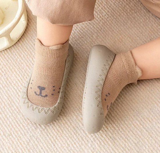 Chaussons bébé antidérapants - Chaussons chaussettes - Premières chaussures de marche Bébé- Chausson - Cutie marron taille 23