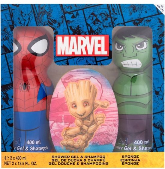 Foto: Marvel set spider man hulk gel 400ml shampoo 400 ml marvel groot spons spider man hulk