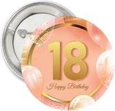 Button 18 jaar rosé goud - button - 18 - verjaardag - rosé goud - happy birthday