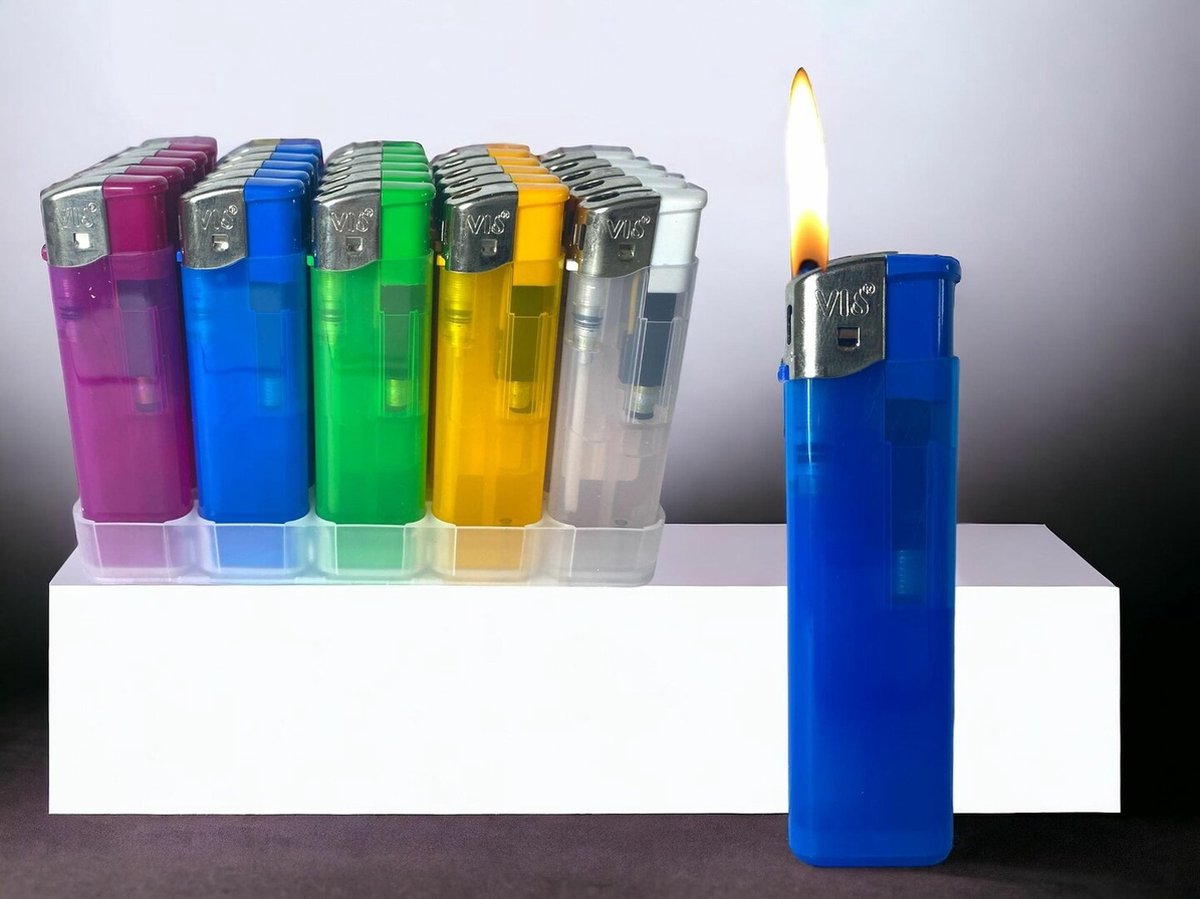 Goedkoopste Aanstekers 25 stuks - navulbaar - klik systeem - herstelbaar vlam - doorzichtig - VIO® Lighters