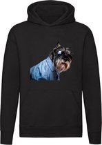 Hond met zonnebril in blouse Hoodie - dieren - hip - huisdier - dog - grappig - unisex - trui - sweater - capuchon
