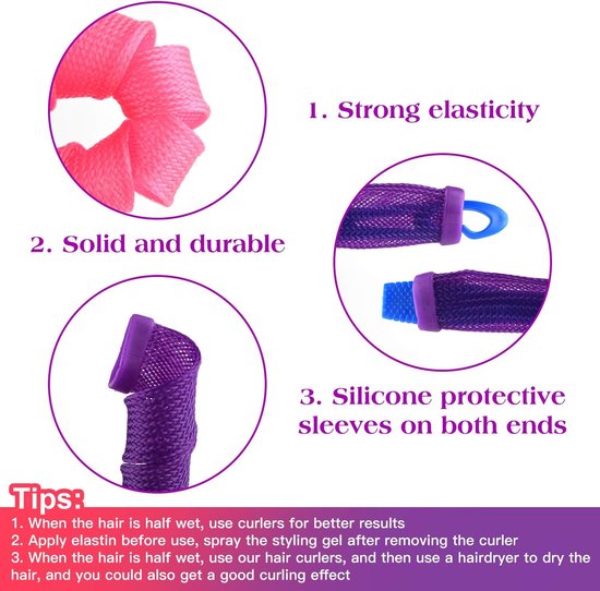 bigoudis - Sponge, bigoudis, bigoudis en caoutchouc mousse, bigoudis en caoutchouc mousse, 30 pièces