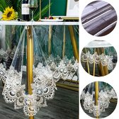 Transparant kunststof rechthoekig tafelkleed, waterdicht vinyl pvc-tafelkleed, geborduurde kantrand, transparante tafelhoes voor keuken buiten en binnen, 150 x 240 cm, bloemen2