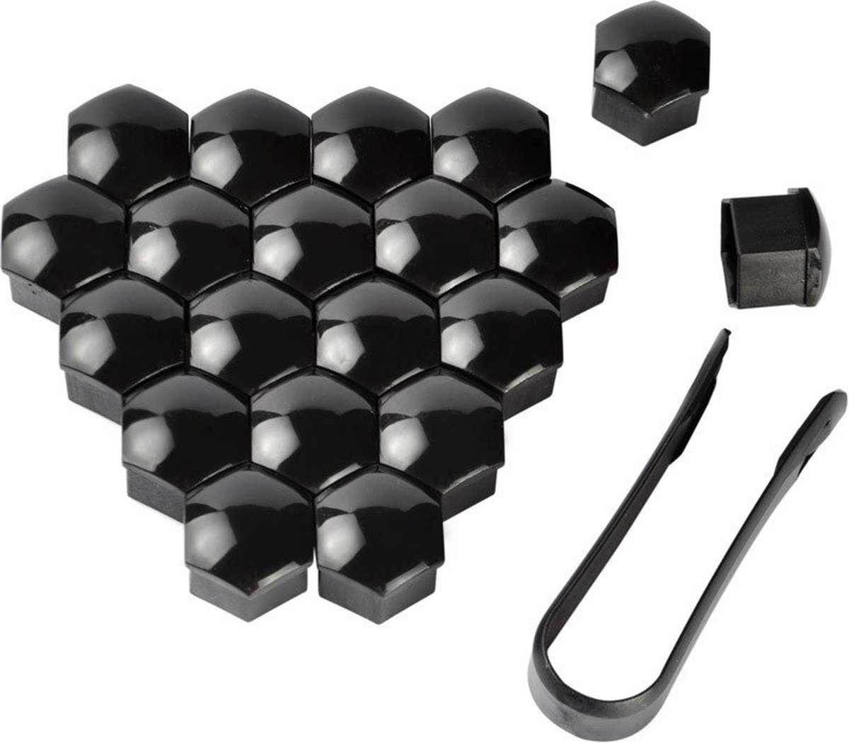 VCTparts® Zwarte Wielbout Wielmoer Doppen Beschermende Afdekkapjes 20 stuks - 21mm (set)