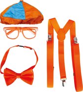 Fiestas Guirca - Oranje set - pet, strik, bril, bretels