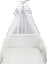 Baby Hemeltje Bedhemel met Strik Doorzichtig, Wolken Wit, ca. 170x240 cm