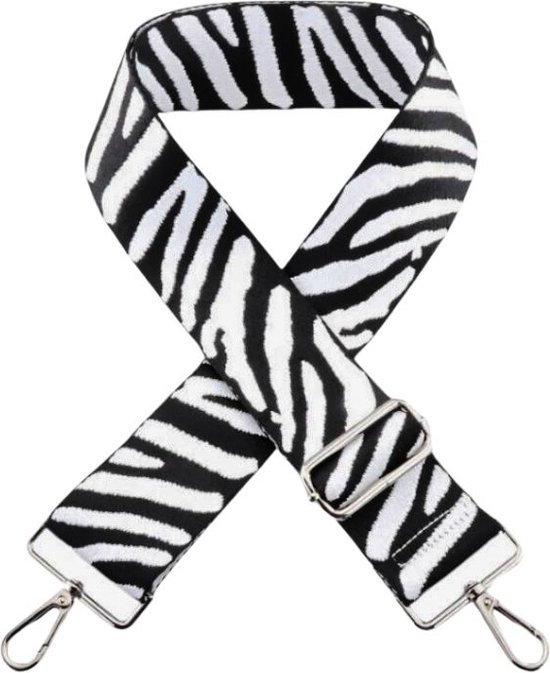 Schouderriem Tas Zebraprint zwart-wit -bag strap - verstelbaar - met gespen - afneembare schouderband - tassenriem