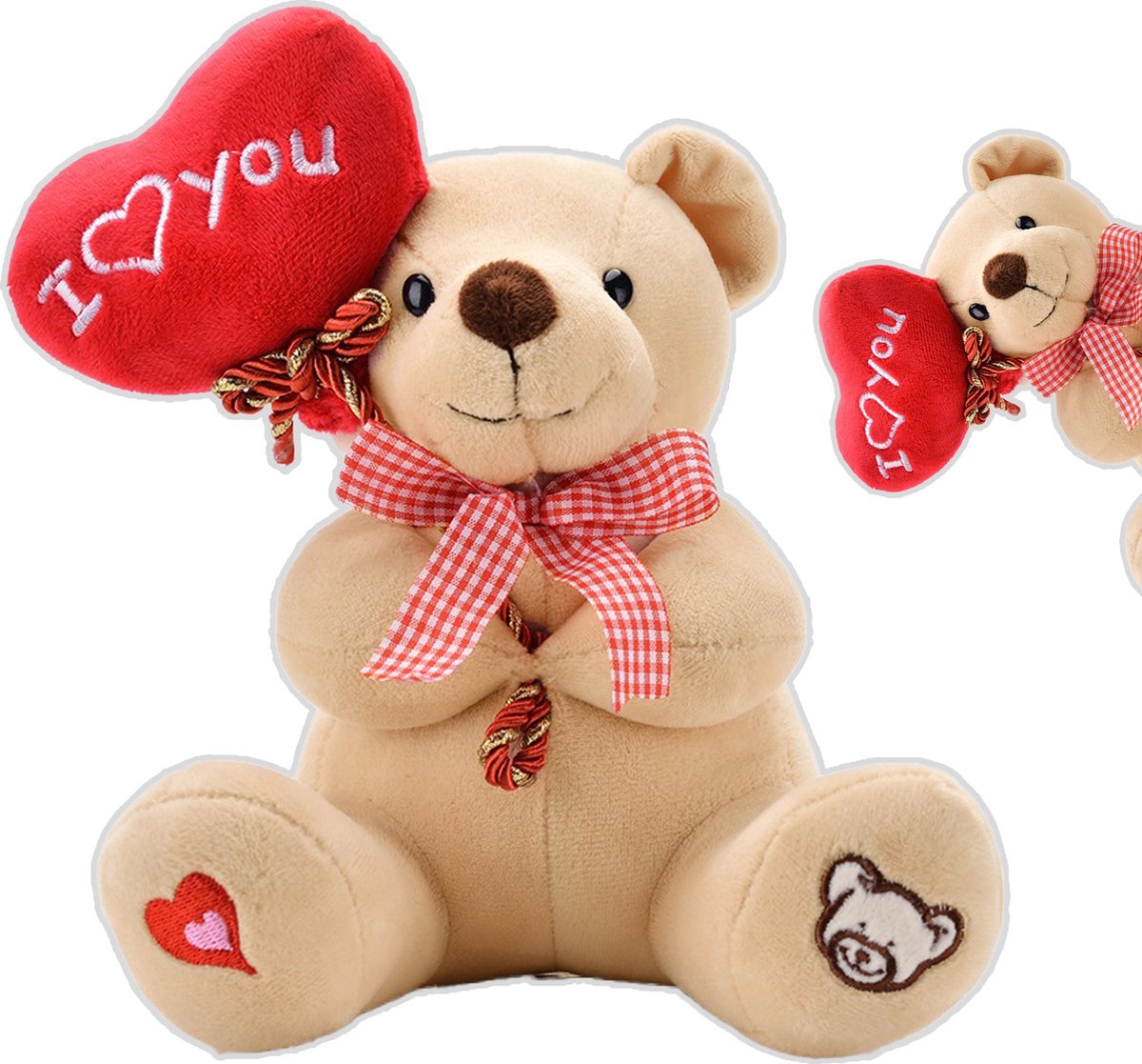 Knuffelkings® Teddybeer - Valentijn - Teddybeer I Love You - Knuffelbeer - Valentijn Beer - Valentijnsdag Love You - I Love You Knuffel - Valentijn Knuffel - 20cm - Pluche - Beige