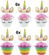 CHPN - Cupcakedecoratie - Unicron traktatie - Unicron cupcakes - Unicorn - Cupcakes decoratie - 12 stuks - Cupcake trakteren - Basisschool traktatie - 2 dessins