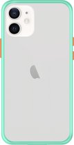 Telefoonglaasje Hoesje Geschikt voor iPhone 12 - TPU randen met PVC achterzijde - Lichtblauw/Transparant - Beschermhoes - Case - Cover