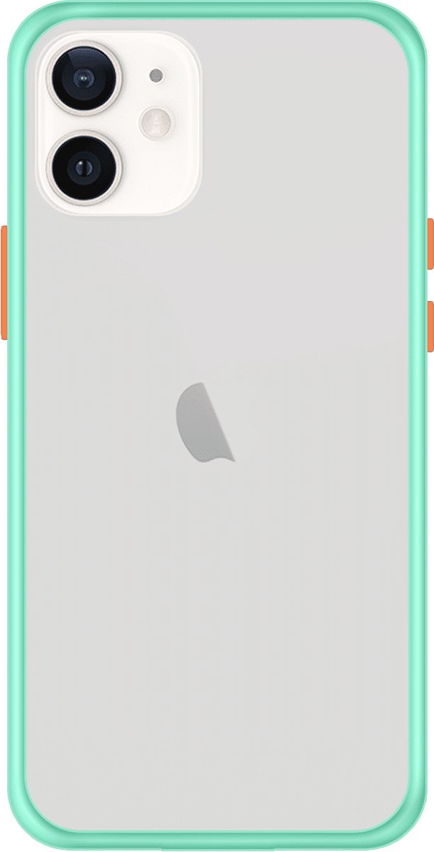 Telefoonglaasje Hoesje Geschikt voor iPhone 12 - TPU randen met PVC achterzijde - Lichtblauw/Transparant - Beschermhoes - Case - Cover