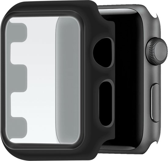 Telefoonglaasje Hoesje met screenprotector - Geschikt voor Apple Watch 1\ Apple Watch 2\ Apple Watch 3 - 38mm - Zwart
