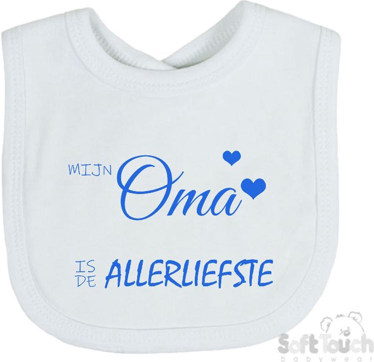 Goedkoopste Soft Touch Slabber Slabbetje Slab Mijn oma is de allerliefste Unisex Katoen Wit/blauw Maat 33x22 Cm