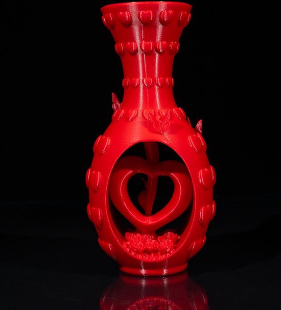 Romantische Harten En Bloemen Vaas| Valentijnsdag cadeau | Elegante Vaas, Perfect Voor Rozen Of Andere Romantische Bloemen | 3D Print