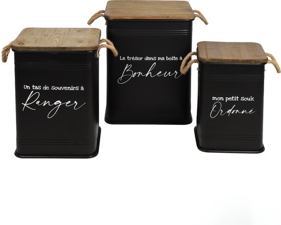 METALEN DOOS MET BOODSCHAPPEN X3 S:28X28X41CM M:34X34X47CM L:41X41X51CM