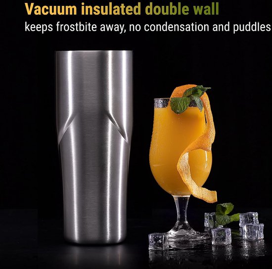 Magcheer Hybride Cocktail Shaker Set | Vacuüm Geïsoleerde Roestvrijstalen Martini Shaker met Zeef & Jigger Deksel | Reiscocktailkit met Barman Accessoire Gereedschap | 30oz | Zwart