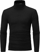 Heren T-shirts Coltrui Lange Mouw Slim Fit Tops Thermische Shirt Mannelijke T Shirts Effen Kleur Winter Elastische Bovenstuk Pullover-Zwart-M