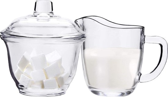 Ensemble sucrier et pot à lait ensemble lait et sucre en verre ensemble lait et sucre verre avec couvercle bol à lait et sucrier sucrier vaisselle café vaisselle pour lait café thé